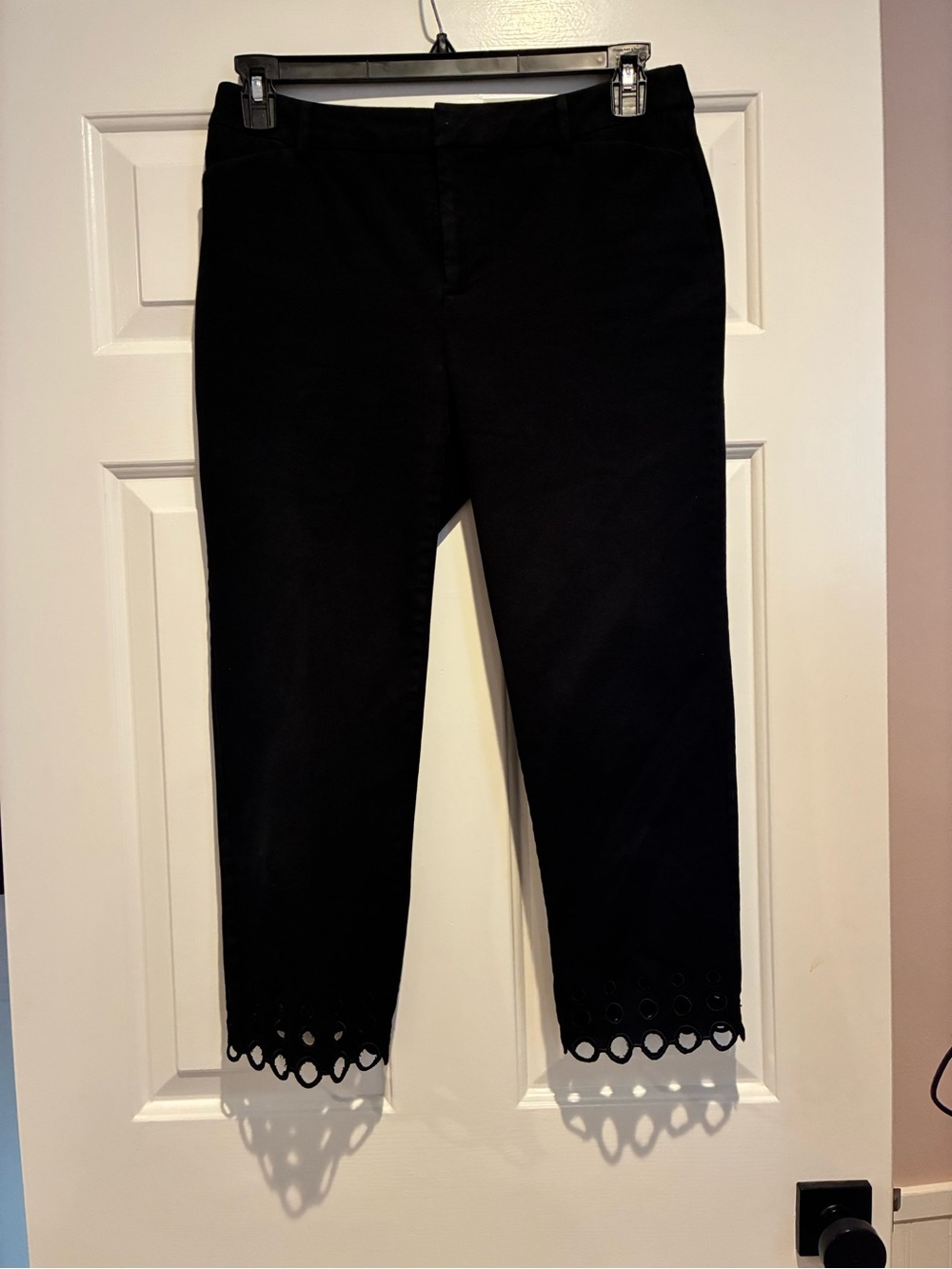 Charter Club Black Ankle Jeans with Scallop Cutout Hem